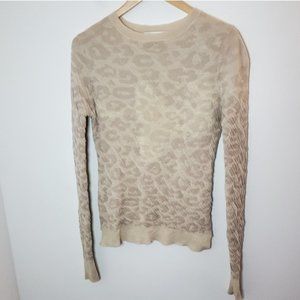 A.L.C. Leopard Print Ruched Sweater Cream S